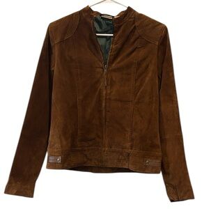Y2K Ruff Hewn Rich Brown Suede Leather Jacket Medium Barnyard
